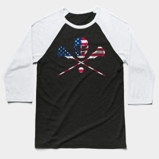 LAX Sticks Head and Ball in US Flag colours- The Baseball T-Shirt